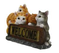 HANABASS Lampe Solaire Chat Résine Décorative Extérieure Ornement de Jardin Créatif Figurine Compacte et Réaliste pour Pelouse et Patio