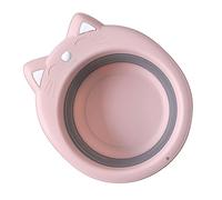 HANABASS Lavabo Pliant Bébé Chat en PP, Bassine Pliable Gain de Place, Forme de Chat Mignonne, Rose, pour Bain de Bébé et Fête de Naissance