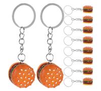 HANABASS Lot de 10 Porte-Clés Hamburger Miniatures en Résine Breloques Imitation Nourriture Accessoires Décoratifs pour Paquet et Fêtes à Thème Fast-Food Idée Présent Originale