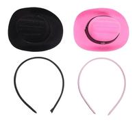HANABASS Lot de 2 Bandeaux Chapeau Haut-de-Forme Mini Noir et Rose Ceinture Accessoires de Style Western Vintage pour Carnaval Fêtes Costumées et Événements à Thème Serrage-Tête Coiffe