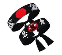 HANABASS Lot de 2 Bandeaux Japonerie de Style Ninja en Polyester Respirant Taille Unique Bandeaux Décoratifs pour Karaté la Cuisine et Entraînement Accessoires Polyvalents pour Cosplay