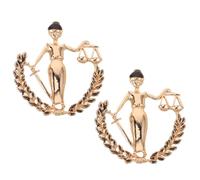 HANABASS Lot de 2 Broches Avocat Balance Justice en Alliage Doré Épinglettes Vintage pour Revers de Costume Présent Homme Élève en Droit Accessoire Symbolique pour Tenue Professionnelle