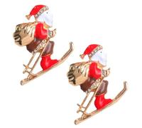 HANABASS Lot de 2 Broches de Noël en Alliage Festive Père Noël, Bonhomme de Neige, Sapin et Canne, Broche pour Femme, Épinglette Décorative pour Manteau, Pull et Accessoires D’hiver