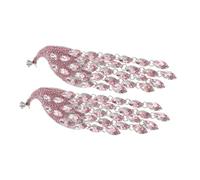 HANABASS Lot de 2 Broches Paon Vintage en Métal Cristaux Scintillants, Pompon Long Rose, Épingle à Animaux pour Vêtements et Chapeaux, Accessoires Bijoux Féminins pour Fêtes et Tenues