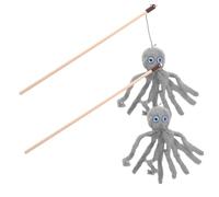 HANABASS Lot De 2 Jouets Interactifs pour Chat à Griffe en Peluche, Bâton Taquin en Bois Pieuvre Grise, Jouets pour Chats D'intérieur Et Chatons, Jeu Amusant Et Stimulant