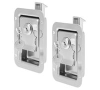 HANABASS Lot de 2 Loquets de Panneau Encastrés en Acier Inoxydable pour Remorque et Véhicule Spécial, Serrure Métallique Robuste pour Boîte à Outils Camion, Verrouillage Sécurisé pour