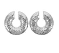 HANABASS Lot de 2 Manchettes D’Oreille Clip en Acier Titane Créoles Épaisses Rondes Texturées Géométriques Style Rétro Vintage Boucles D’Oreilles Cartilage Non Percées Confortables pour