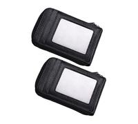HANABASS Lot de 2 Porte-Cartes Multifonction en Cuir de Vachette Noir, Étui à Cartes Slim pour Hommes et Femmes, Fermeture Éclair Sécurisée, Voyage et Usage Quotidien, Format Compact