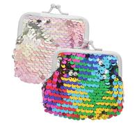 HANABASS Lot de 2 Porte-Monnaie à Paillettes, Fermoir à Clip, Double Face | Léger et Compact, pour Pièces et Clés, Usage Quotidien ou Voyage, Style Brillant pour Filles et Ados