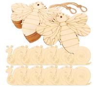 HANABASS Lot de 20 Décorations Bois Insectes Créatives pour Bricolage Anniversaire Garçon et Filles, Gravure Sécurisée, Formes Escargot et Abeille, Matériau Bois Naturel