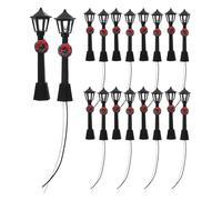 HANABASS Lot de 20 Lampadaires Miniatures LED Noirs 8 Cm Guirlande, Éclairage Paysager Miniature pour Maison de Poupée, Ornement de Micro-Paysage, Modèle Réduit pour Décor de Scène