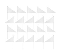 HANABASS Lot de 20 Petits Drapeaux Blancs à Main Triangulaires en Plastique 40 X 27 Cm avec Mât Portatif, pour Décorations Extérieures, Compétitions Sportives et Loisirs Créatifs