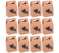 HANABASS Lot de 24 Paquet Présents en Papier Kraft 10X155 CM avec Fenêtre Cœur Pliables et Portables Emballage Écologique Alimentaire pour Snacks Biscuits et Fêtes