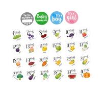 HANABASS Lot de 28 Autocollants Ventre de Femme Enceinte Stickers Grossesse Hebdomadaire Colorés et Créatifs Accessoires Photo Maternité pour Souvenirs de Grossesse