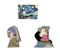 HANABASS Lot de 3 Broches en Alliage Style Peinture Célèbre, Accessoires Vestimentaires, Broches pour Femme, Fixation Décorative, Usage Quotidien et Fêtes, Taille Standard Style Aléatoire