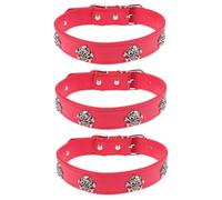 HANABASS Lot De 3 Colliers Rouges Halloween pour Petits Chiens Motif Tête De Mort Réglables avec Boucle De Sécurité pour Chiots