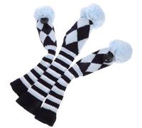 HANABASS Lot de 3 Couvre-Clubs de Golf en Polyester Doux Tricoté Housses pour Tête de Club de Golf pour Driver et Bois Protection Anti-Rayures Long Col Bleu Clair