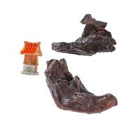 HANABASS Lot De 3 Ornements en Bois Coulé Simulés pour Aquarium Tronc Bûche Habitat Bois Flotté Cachette d'eau Douce Aquarium pour Reptiles Arbre Grotte Branche Décoration