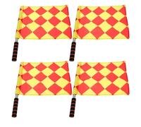 HANABASS Lot de 4 Drapeaux de Juge de Touche Football 30X30 CM à Motifs Petits Carrés Manche Métal avec Poignée Mousse Ergonomique Signalisation Haute Visibilité pour Matchs Officiels et