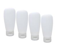 HANABASS Lot de 4 Flacons Plastiques 60ml Couvercle Blanc, Rechargeables et Étanches, pour Maquillage et Voyage en Extérieur