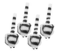 HANABASS Lot De 4 Souris en Peluche pour Chat Réaliste Accessoire pour Animaux De Compagnie en Peluche Douce Noire