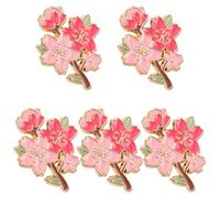 HANABASS Lot de 5 Broches Fleur de Cerisier en Alliage Métal Épingles Vintage Légères pour Vêtements Paquet et Accessoires Broche Cerise Décorative pour Robe et Revers Présent Femme