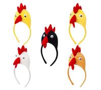 HANABASS Lot de 5 Serrage-têtes Poulet en Tissu Doux, Accessoires de Carnaval pour Fête Costumée, Bandeaux pour Cheveux Filles, Coiffe Créative Multicolore Adaptés pour Halloween