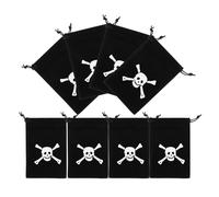 HANABASS Lot de 8 Paquet Présents Pirate à Cordon Pratique en Velours Noir 10X14 CM pour Halloween Fêtes d'Anniversaire et Mariages Pochettes de Rangement Polyvalentes et Décoratives