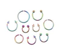 HANABASS Lot De 9 Piercings Nez Et Oreille Couleur Acier Inoxydable Ensemble Anneaux De Nez Petite Taille Unisexe Usage Corps Mode