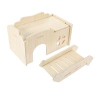 HANABASS Maison Bois pour Hamster à Deux Niveaux Château Décoratif pour Rongeurs Nid Douillet Bois Massif pour Animaux De Compagnie