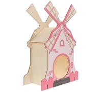 HANABASS Maison pour Hamster Domestique en Bois Naturel 28X20 CM Cachette Moulin à Vent Rose Refuge Douillet pour Hamster Nain Russe et Abri Morde-Cachette Adapté aux Cages et