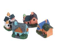 HANABASS Mini-Maisons en Résine Lot de 4 pour Village de Campagne Ornements Artisanaux et Accessoires Jardin Fées Micro-Paysage