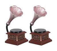 HANABASS Miniature Phonograph Retro Dollhouse Decor Vintage Alloy Record Player Model Compact Music Accessory for Tiny Furniture