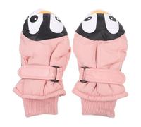 HANABASS Moufles de Ski pour Garçon et Filles Chaudes et Imperméables Doublure Polaire Épaisse Motif Dessin Animé Pingouin Taille Garçon et Filles Couleur Rose Accessoires d'hiver