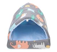 HANABASS Nid de Couchage pour Petits Animaux 20X20 CM en Coton Doux Motif Bleu Crocodile et Éléphant Canapé de Couchage Chaud pour Hamster Cochon D’Inde Hérisson et Lapin Hiver