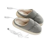 HANABASS Pantoufles Chauffants Électriques USB en Peluche Gris Chauffe-Pieds Portables Rechargeables Protection des Pieds pour Usage Domestique Hivernal 1 Paire Confort Thermique
