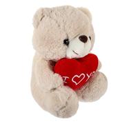 HANABASS Peluche Ours Beige Doux avec Cœur Câlin pour Garçon Fille et Saint-Valentin Décoration Chaleureuse pour Chambre et Fête