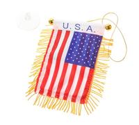 HANABASS Pendentif Drapeau Voiture Double Face Pompon Décoratif Polyester Drapeau Américain Suspendu Rétroviseur Intérieur Voiture Décoration Patriotique