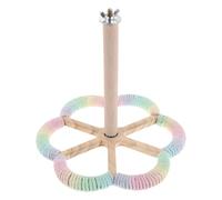 HANABASS Perchoir Rotatif en Bois Naturel pour Perroquets et Perruches Interactif à Motif Floral Dégradé Station Debout Solide pour Cage D’Oiseaux Stimulation et Exercice des Pattes