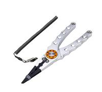 HANABASS Pince Multifonction Alliage Aluminium pour Coupe-Fil Pince à Leurres Incurvée et Lanière Antidérapante Accessoires pour Carpe et Au Coup Argentée