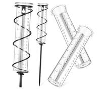 HANABASS Pluviomètre Verre avec Support Spirale avec Cylindres Gradués de Rechange pour Jardin Extérieur Pelouse