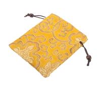 HANABASS Pochette à Bijoux en Tissu de Soie Brocart Doré Paquet à Cordon Compact Femme Rangement Voyage 13 X 16 Cm Artisanat Traditionnel Chinois