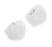 HANABASS Pompons Décoratifs Amovibles pour Chaussures Femme, Breloques en Fausse Fourrure Blanche 7 Cm, Accessoires Mode pour Personnalisation Chaussures Plates, Lot de 2 Pièces