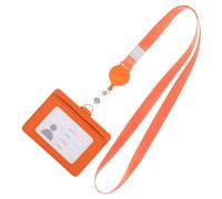 HANABASS Porte-badge Horizontal en Pu Orange avec Insert Carte Remplaçable et Design Rétractable, pour Expositions et Salons Professionnels