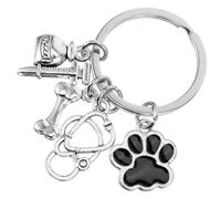 HANABASS Porte-Clés Chien en Alliage de Zinc Pendentif Empreinte de Patte Mignon Anneau Porte-Clés Robuste pour Paquet à Main et Paquet à Dos Accessoire Fantaisie Femme Vétérinaire