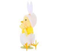 HANABASS Poussin en Peluche avec Chapeau Oreilles de Lapin, Figurine de Poussin Assis Coquille d'Œuf Cassée, Décoration Printanière pour Maison et Fête