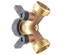 HANABASS Raccord de Tuyau D’arrosage Laiton 3/4, Séparateur à 2 Sorties | Étanchéité, Transforme un Robinet en Deux Sorties, Usage pour Arrosage de Jardin, Or