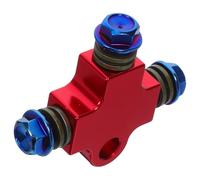 HANABASS Raccord Triple Hydraulique pour Tuyau de Frein Moto Adaptateur Banjo pour Double Disque Frontale avec Vis Titane Brûlé Rouge Connexion et Antivibration