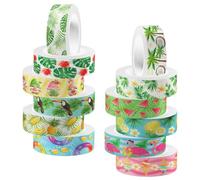 HANABASS Rouleaux de Ruban Adhésif Décoratif Déchirables la Main Lot de 12 Washi Vert Motifs Uniques, Autocollants Adhésifs Japonerie Réutilisables pour DIY et Scrapbooking
