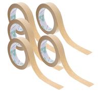 HANABASS Ruban Adhésif en Papier Kraft Gommé Imperméable 5 Pcs Auto-adhésif Déchirable pour Emballage Écologique et Scellage de Cartons
